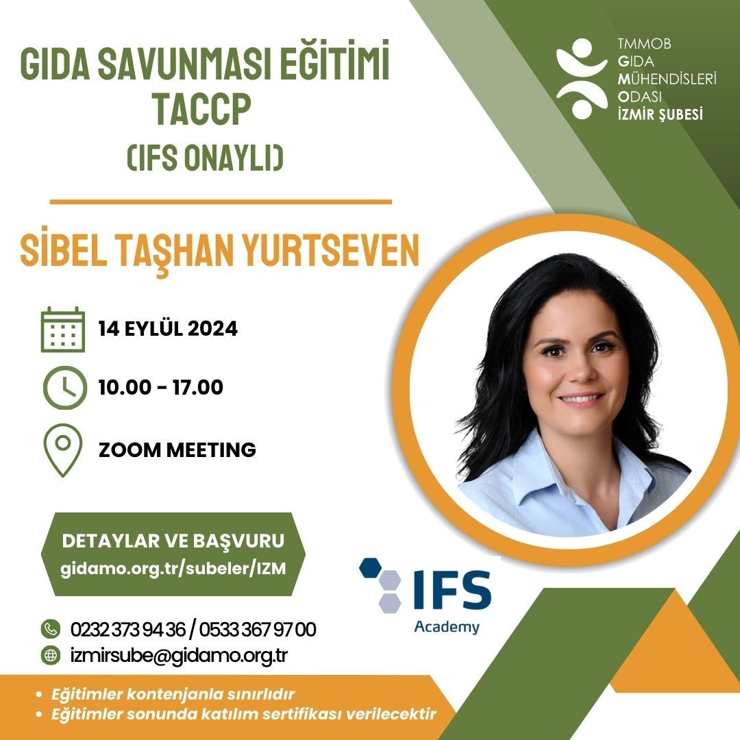 GIDA SAVUNMASI (TACCP) EĞİTİMİ - IFS ONAYLI (BU EĞİTİME ARTIK KAYIT ALINMAMAKTADIR)