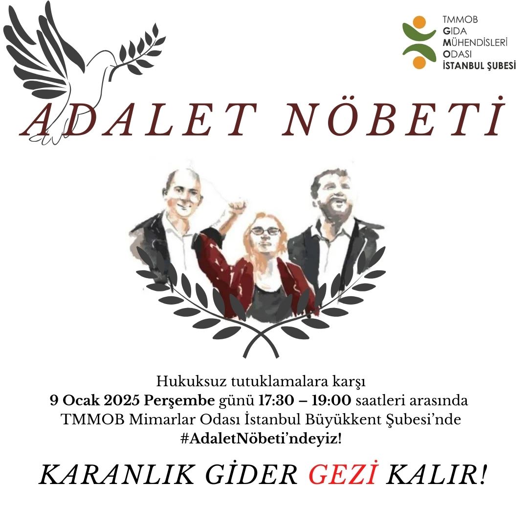 📢 HUKUKSUZ GEZİ TUTUKLAMALARINA KARŞI ADALET NÖBETİMİZ DEVAM EDİYOR! 09 OCAK 2025