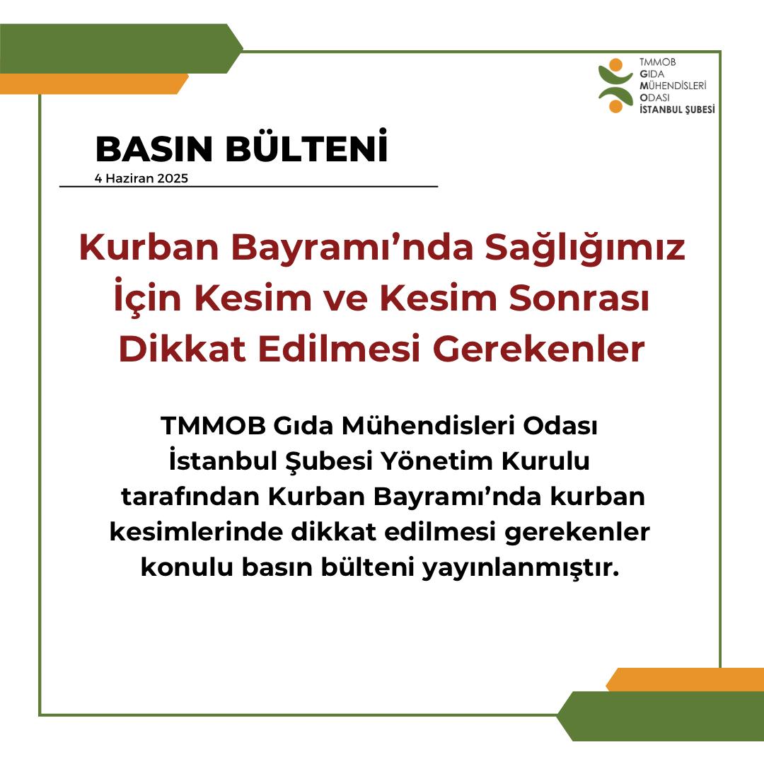 📢 Kurban Bayramı’nda Sağlığımız İçin Kesim ve Kesim Sonrası Dikkat Edilmesi Gerekenler Konulu Basın Açıklamamız