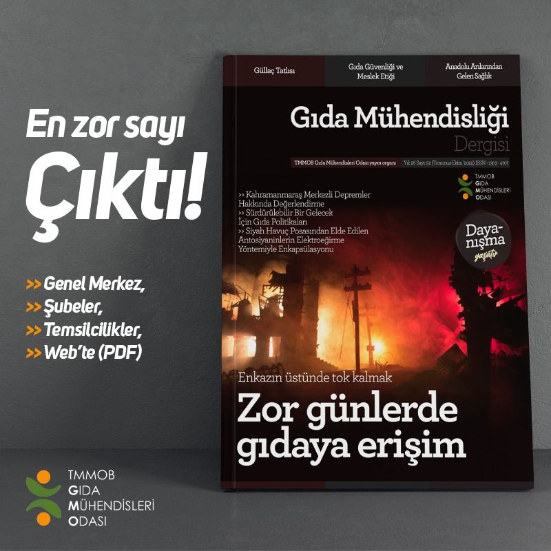 GIDA MÜHENDİSLİĞİ DERGİSİ 53.SAYISI ÇIKTI