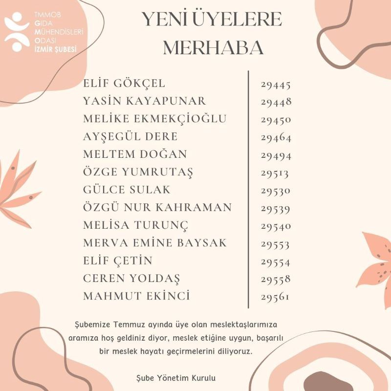 YENİ ÜYELERE MERHABA