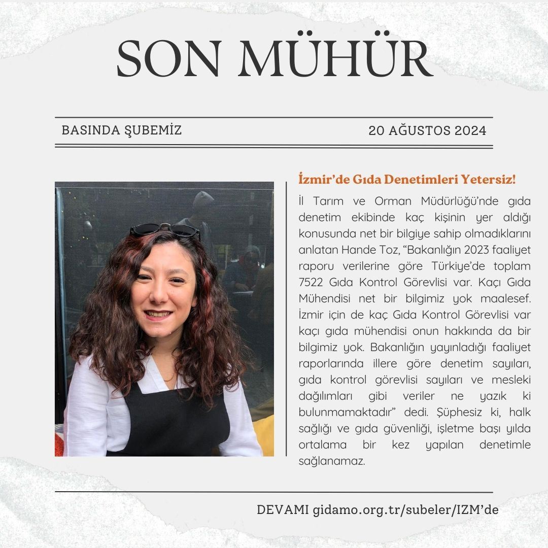 SON MÜHÜR: İZMİR'DE GIDA DENETİMLERİ YETERSİZ