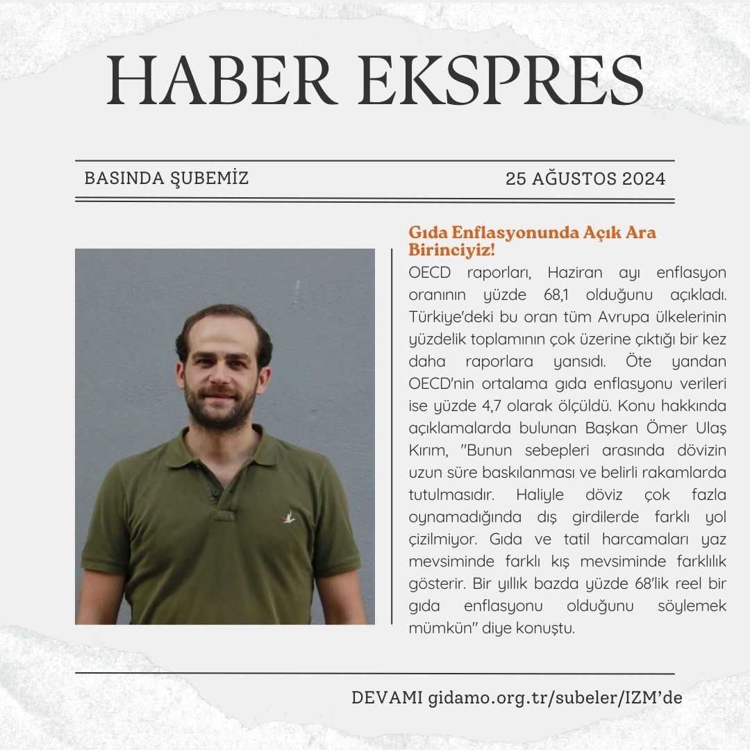 HABER EKSPRES: GIDA ENFLASYONUNDA AÇIK ARA BİRİNCİYİZ!