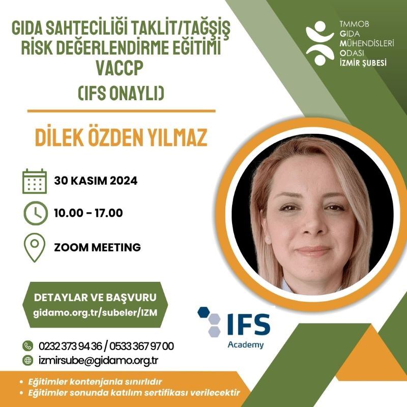 GIDA SAHTECİLİĞİ TAKLİT/TAĞŞİŞ RİSK DEĞERLENDİRME (VACCP) EĞİTİMİ - IFS ONAYLI 