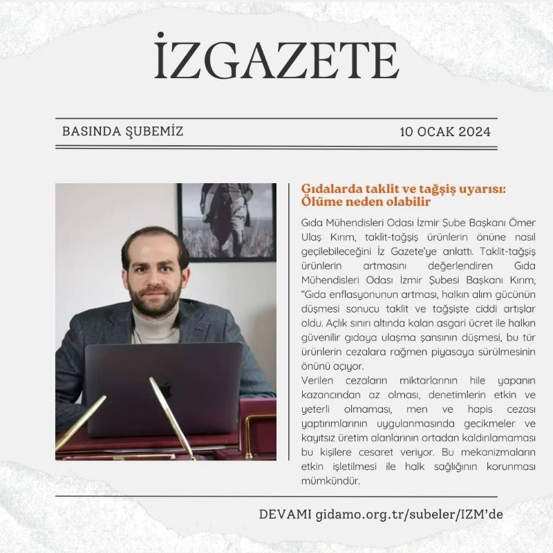 İZGAZETE: "GIDALARDA TAKLİT VE TAĞŞİŞ UYARISI: ÖLÜME NEDEN OLABİLİR"