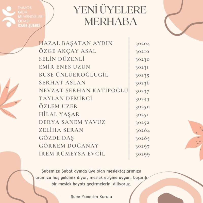 YENİ ÜYELERE MERHABA