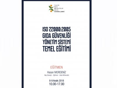 ISO 22000:2005 GIDA GÜVENLİĞİ YÖNETİM SİSTEMİ TEMEL EĞİTİMİ DUYURUSU