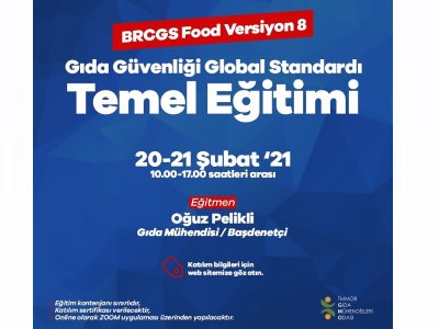 BRCGS GIDA GÜVENLİĞİ GLOBAL STANDARDI TEMEL EĞİTİMİ DUYURUSU2021 ŞUBAT 2021
